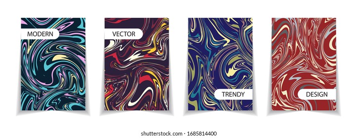 Vector minimal covers collection. Fluid multicolored design.