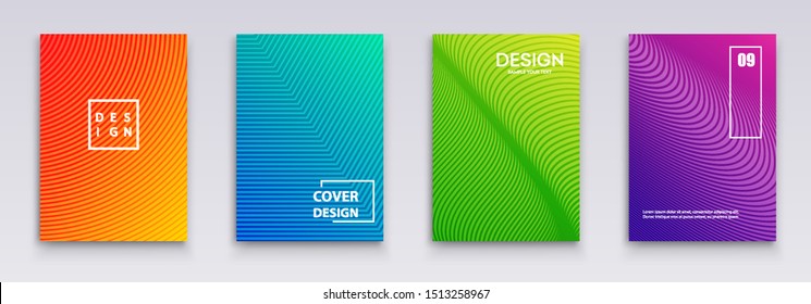 Vector Minimal covers design. Color Geometric halftone gradients.