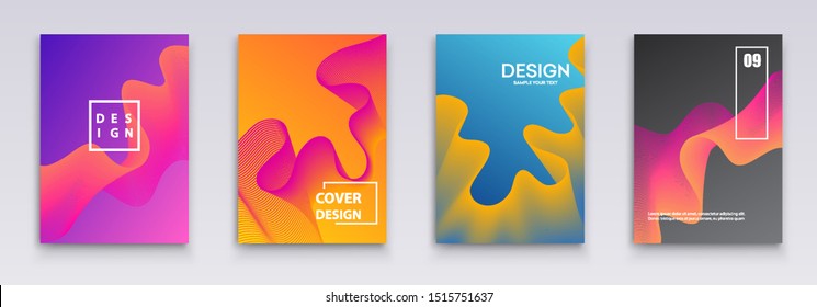 Vector Minimal covers design. Color wave gradients
