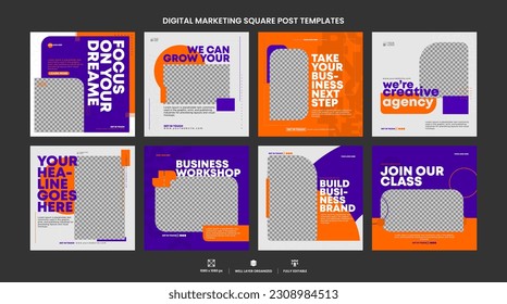 Vector minimal Creative marketing business social media square template pack