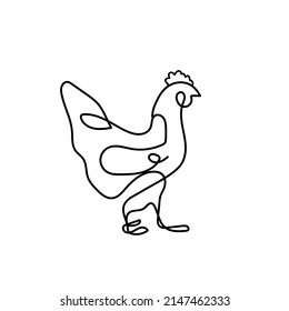 Vector minimal design, abstract and creative line art rooster, chicken and cock logo.