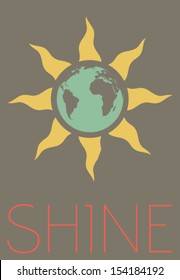 Vector Minimal Design - Planet Earth and Sun 