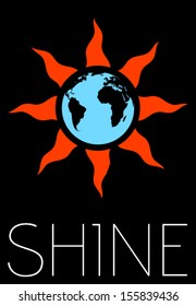Vector Minimal Design - Planet Earth and Sun 