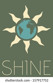 Vector Minimal Design - Planet Earth and Sun 