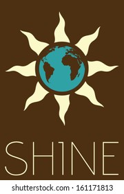 Vector Minimal Design - Planet Earth and Sun 