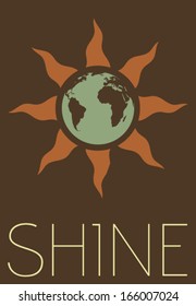 Vector Minimal Design - Planet Earth and Sun 