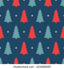 Vector minimal dots Christmas trees repeat pattern