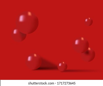 fondo mínimo de moda vectorial. bolas de esfera roja sobre fondo rojo
