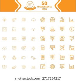Vector mínimo de iconos de finanzas y datos