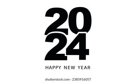 Vector Minimal Flat Black Numbers Design for 2024 Happy New Year Creative Card Design New Year and Christmas Banner Design Christmas Printable Card or Banner Design Sketch with Christmas card