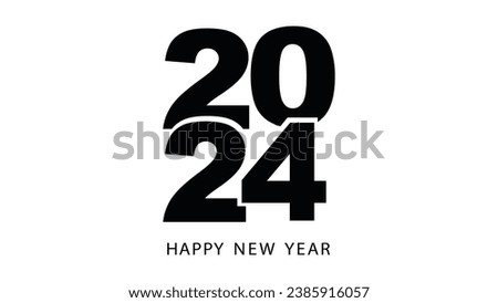 Vector Minimal Flat Black Numbers Design for 2024 Happy New Year Creative Card Design New Year and Christmas Banner Design Christmas Printable Card or Banner Design Sketch with Christmas card