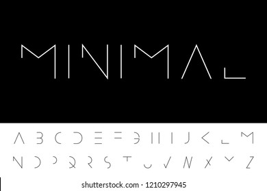 Vector Minimal Font - Modern Futuristic Design. Creative English Alphabet, Latin Letters