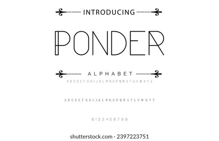 Vector minimal font - modern futuristic design. Creative English alphabet, thin Latin letters