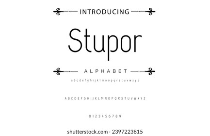 Vector minimal font - modern futuristic design. Creative English alphabet, thin Latin letters