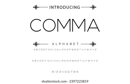 Vector minimal font - modern futuristic design. Creative English alphabet, thin Latin letters