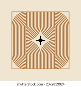 Vector minimal geometric illustrations set - trendy abstract aesthetic linear compositions, prints, frames and graphic design elements