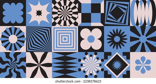 Vector minimal geometric illustrations set - trendy abstract aesthetic minimal compositions, prints, frames and graphic design elements