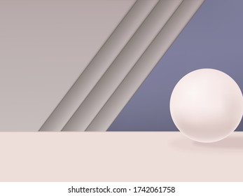 Vector Minimal Geometric Studio Shot Background con Esfera. Gris, rosa y morado.