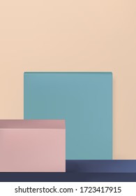 Vector Minimal Geometry Product Display Background or Platform, Beige, Light Blue & Beige, Portrait