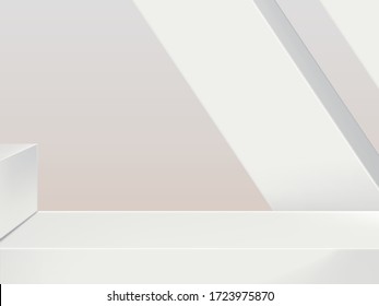 Vector Minimal Geometry Product Display Background or Platform,  White and Pastel Background