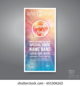 Vector Minimal House Summer Party Poster. Futuristic Flyer Design Template