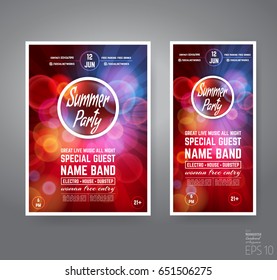 Vector Minimal House Summer Party Poster. Futuristic Flyer Design Template