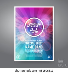 Vector Minimal House Summer Party Poster. Futuristic Leaflet Design Template