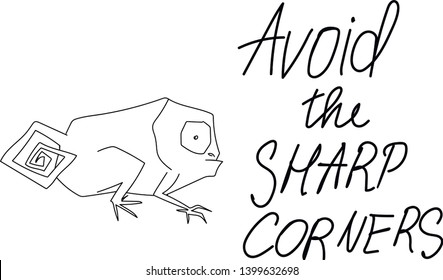 vector minimal illustration with cartoon reptilia augmented with funny inscription.