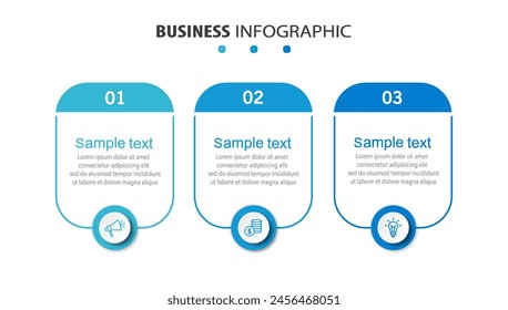 Vector minimal Infographic design template with icons and 3 options or steps. Can be used for process diagram, presentations, workflow layout, banner, flow chart, info graph