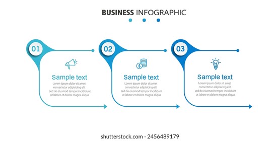 Vector minimal Infographic design template with icons and 3 options or steps. Can be used for process diagram, presentations, workflow layout, banner, flow chart, info graph