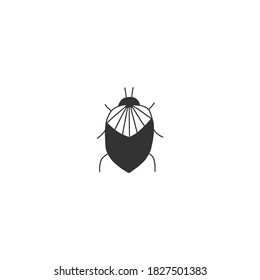 Vector minimal insect icon, a beetle, bug. Hand drawn illustration. Wild nature. Graphics for branding and business identity.