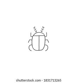 Vector minimal insect icon, a scarab beetle. Wild nature. Hand drawn illustration. Graphics for branding and business identity.