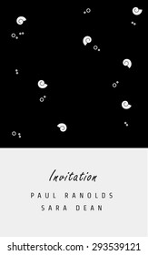 Vector minimal invitation card or ticket, monochrome geometric pattern templates. Ideal for Save The Date, tickets, anniversary date, birthday cards, invitations.