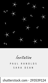 Vector minimal invitation card or ticket, monochrome geometric pattern templates. Ideal for Save The Date, tickets, anniversary date, birthday cards, invitations.