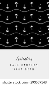 Vector minimal invitation card or ticket, monochrome geometric pattern templates. Ideal for Save The Date, tickets, anniversary date, birthday cards, invitations.