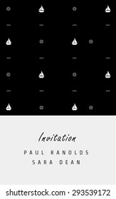 Vector minimal invitation card or ticket, monochrome geometric pattern templates. Ideal for Save The Date, tickets, anniversary date, birthday cards, invitations.