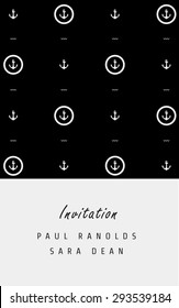 Vector minimal invitation card or ticket, monochrome geometric pattern templates. Ideal for Save The Date, tickets, anniversary date, birthday cards, invitations.