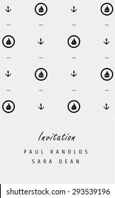Vector minimal invitation card or ticket, monochrome geometric pattern templates. Ideal for Save The Date, tickets, anniversary date, birthday cards, invitations.