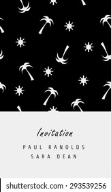 Vector minimal invitation card or ticket, monochrome geometric pattern templates. Ideal for Save The Date, tickets, anniversary date, birthday cards, invitations.