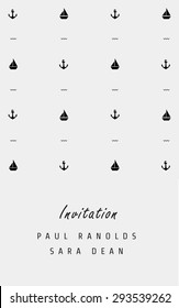 Vector minimal invitation card or ticket, monochrome geometric pattern templates. Ideal for Save The Date, tickets, anniversary date, birthday cards, invitations.