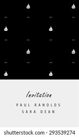 Vector minimal invitation card or ticket, monochrome geometric pattern templates. Ideal for Save The Date, tickets, anniversary date, birthday cards, invitations.