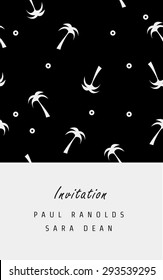 Vector minimal invitation card or ticket, monochrome geometric pattern templates. Ideal for Save The Date, tickets, anniversary date, birthday cards, invitations.