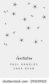Vector minimal invitation card or ticket, monochrome geometric pattern templates. Ideal for Save The Date, tickets, anniversary date, birthday cards, invitations.
