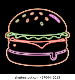Vector Minimal Line Art Burger Layers
