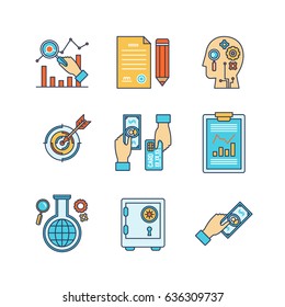 Vector minimal lineart flat business or finance iconset
