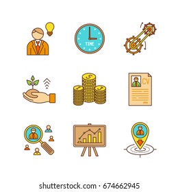 Vector minimal lineart flat business & finance icon set