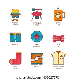 Vector minimal lineart flat hipster iconset