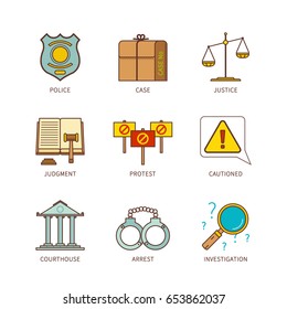Vector minimal lineart flat justice iconset