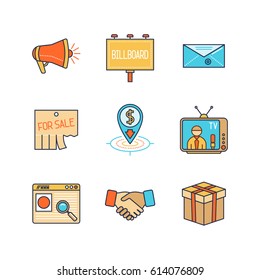 Vector minimal lineart flat marketing iconset