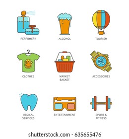Vector minimal lineart flat shopping iconset